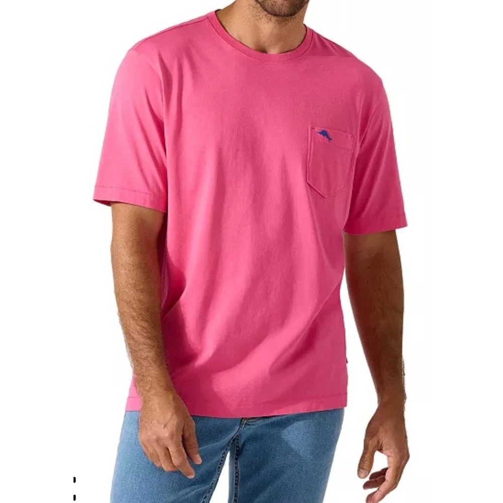 Tommy Bahama Mens Bali Sky Pima Cotton Pocket T-Shirt Pink Sz XL Relax Vacation